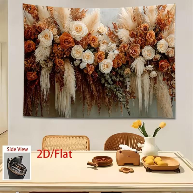 2D Warm Tone Boho Floral Backdrop, Photography Background for Engagement Parties & Autumn Themed Shoots