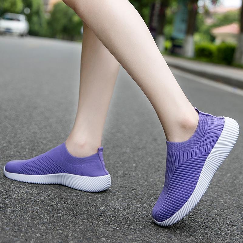 Women Sneakers Vulcanized Shoes Sock Sneakers Women Summer Slip On Flat Shoes Women Plus Size Loafers Walking Flat
