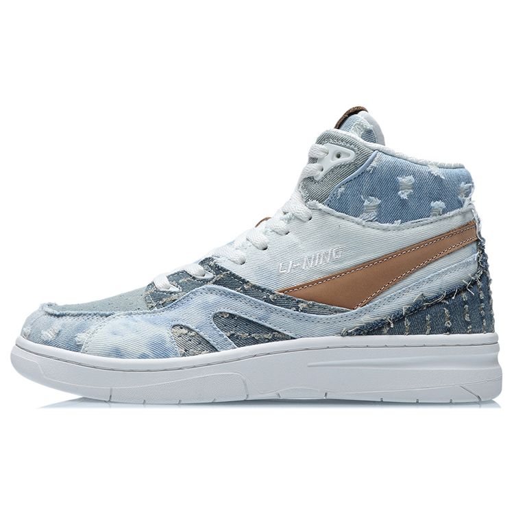 Li Ning 937 Deluxe Hi21 Амортизация Нескользящие Износостойкие Дышащие Поддержка Высокие Ретро Баскетбольные Кроссовки Мужские кроссовки Синие AGBR033-3