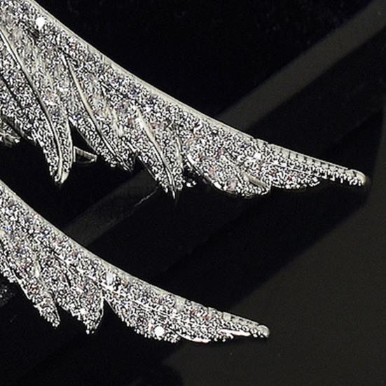 Брошь с блестящими стразами, булавка, коллекция тонкой работы, полировка, крылья ангела, элегантная брошь с перьями, аксессуары для костюма