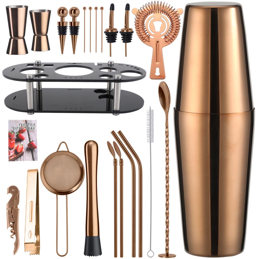 Гальванизированный овальный акриловый набор для бармена из нержавеющей стали, шейкер для приготовления коктейлей, стакан для снега, шейкер, полный барный набор