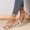 Fashion Women New Summer High Heels Sandals Female Simple Thin-Strap Square Toe Sandals Woman Ankle Buckle Stiletto Heels Party Shoes