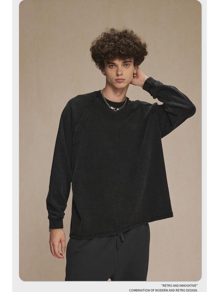 Футболка мужская вафельная с длинными рукавами в стиле ретро из коллекции осень/зима 2024 г.