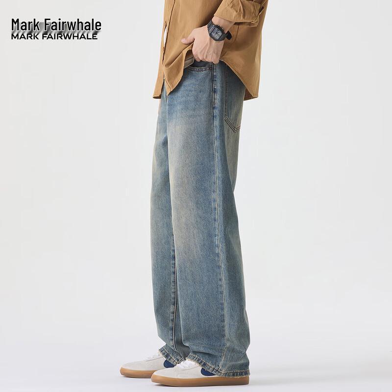 Мужские джинсы Mark Fairwhale светло-голубые, вываренные, прямого кроя, свободного покроя