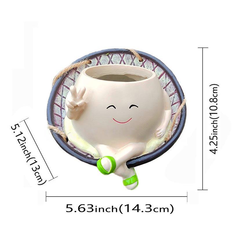 Smiling Face Rocking Chair Flower Pot - Outdoor Garden Bonsai Ornament