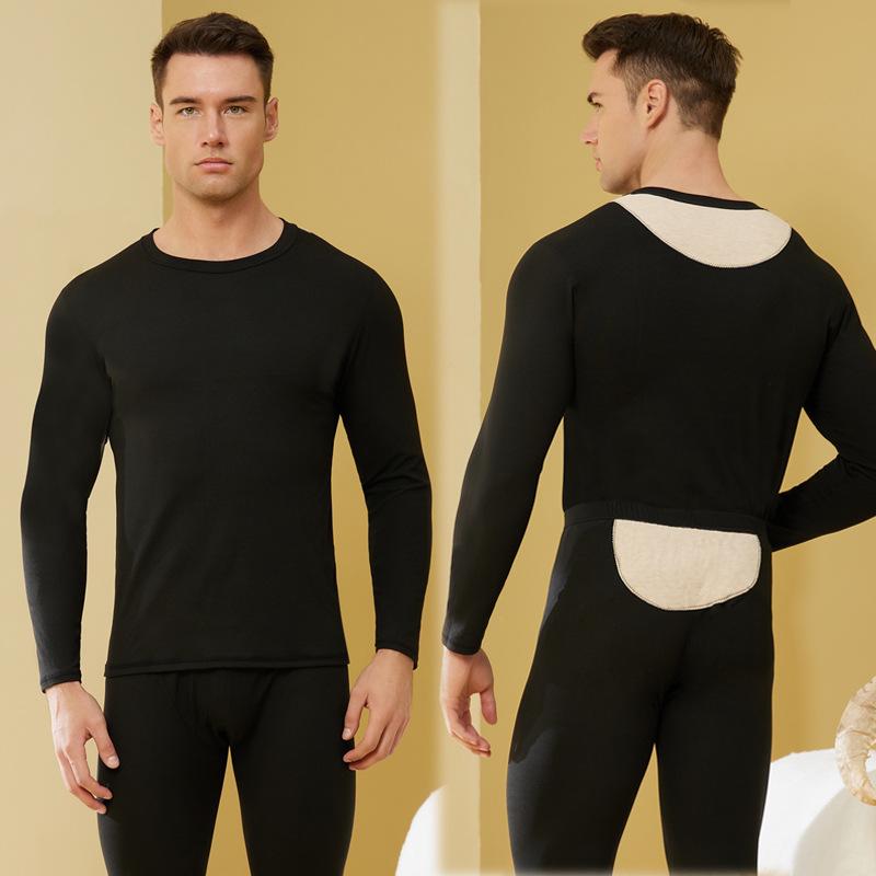 Женский теплый комплект нижнего белья из кашемира и шелка: Двусторонние брюки и топ с начесом для поддержки талии и живота.