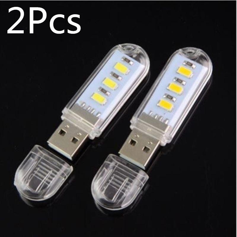 2/PCS Мини Портативный Яркий 3 Светодиодный Ночной Светильник USB Лампа для ПК Ноутбука Чтения 5730 SMD