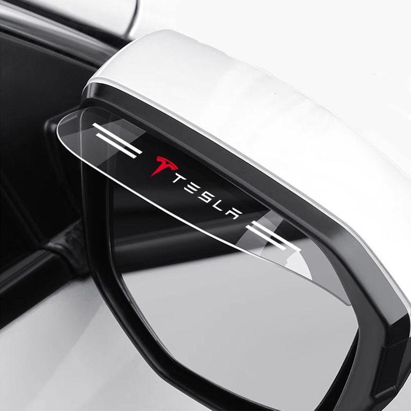 2 шт. Наклейка на зеркало заднего вида автомобиля, дождевик, солнцезащитный козырек, стайлинг для Tesla Model 3, Model S, Model X, Y Roadster Performance
