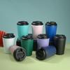 12Oz Stainless Steel Coffee Cup Thermos Cup Clamshell With Scale Inside, Simple And Portable Double-Layer Office Cup