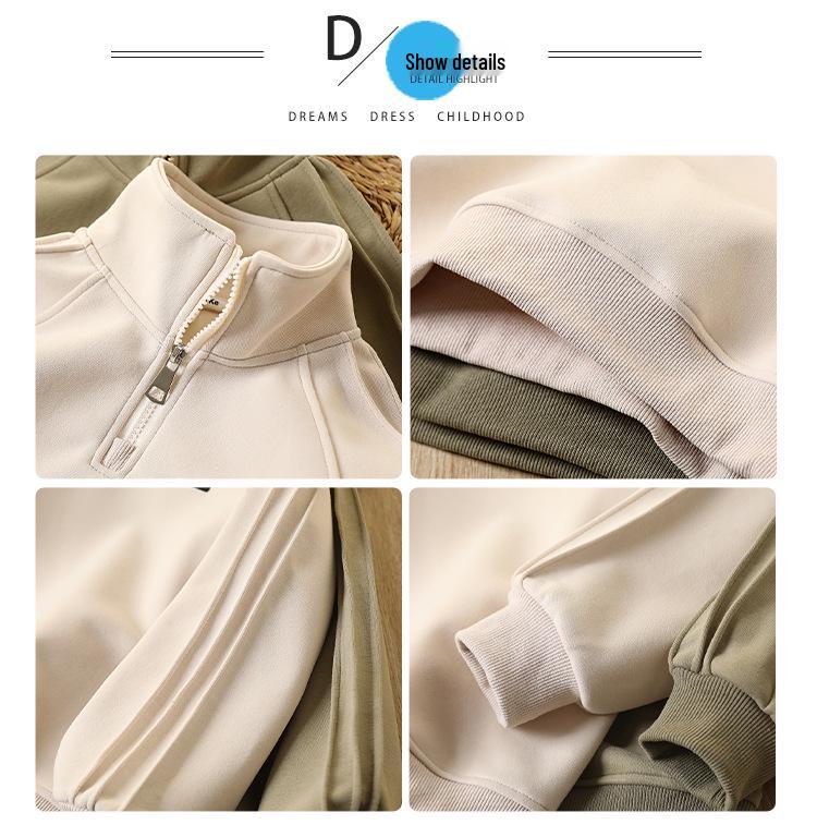 Удобный повседневный свитшот для мальчиков в корейском стиле на молнии до середины - Осенний тренд