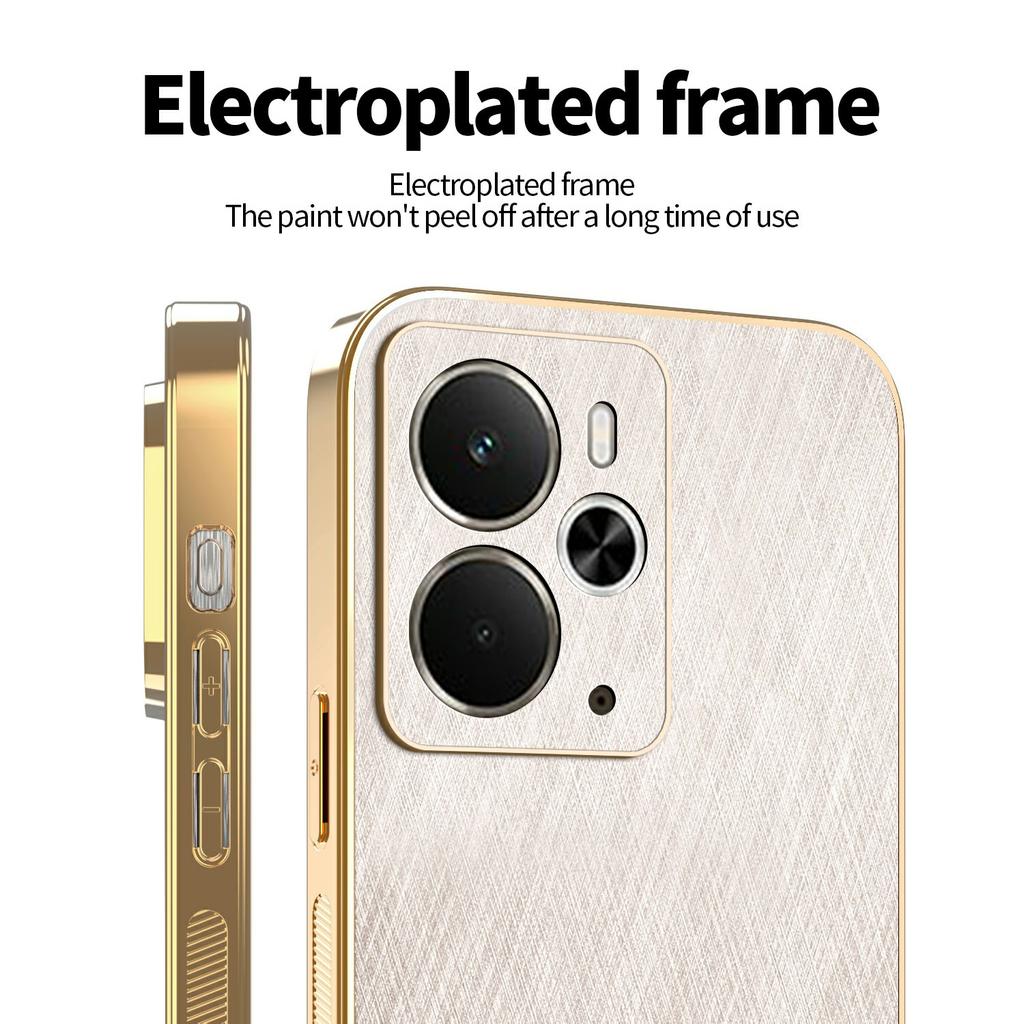 KADEM For Realme 14 5G Case Electroplating Silk Texture PU + TPU Phone Back Cover