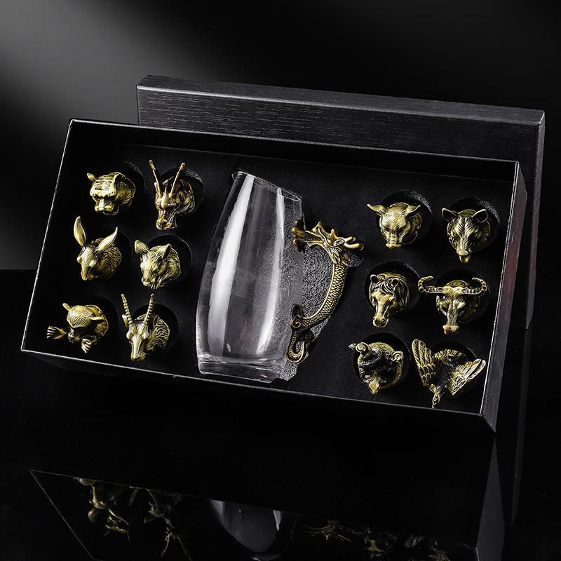 Набор бокалов для вина по знаку зодиака, чарка для байцзю, один бокал, прочное стекло, винный бокал, хрустальный бокал, маленький винный бокал, 1 два бокала можно