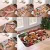 Christmas Carpet with Gingerbread Pattern Door Mat and Anti Slip Rug for Bathroom Living Room Vacation Home Entrance Decoration