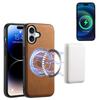 DENIOR A11 For iPhone 16 Case Leather+PC+TPU Phone Cover Compatible with MagSafe Wireless Charging