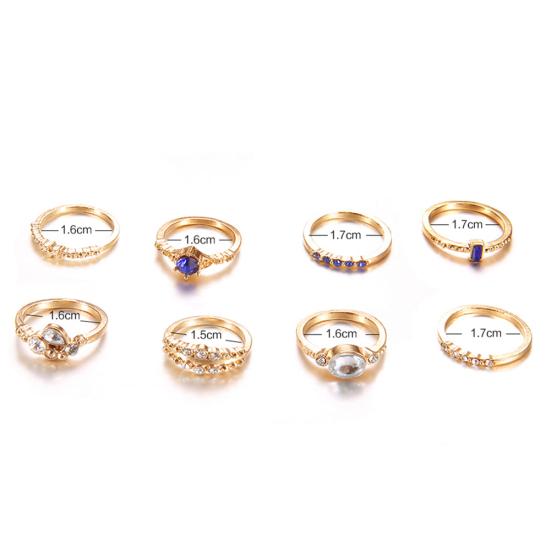 Женский комплект тонких миди-колец из 8 шт., инкрустированных стразами, над костяшками пальцев