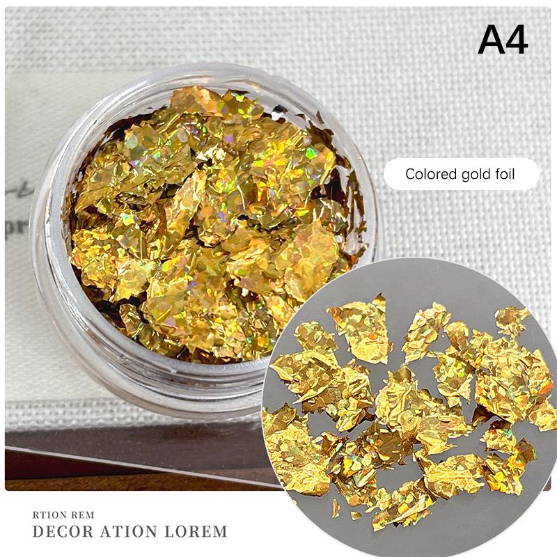 1Box Multi Color Gold Leaf Flakes Nail Glitter Foil DIY Sticker Art Decorations for Nail Art