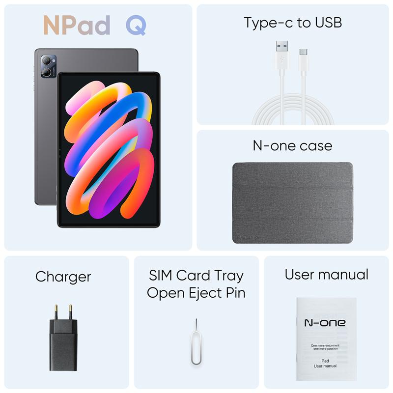 N-one Планшет NPad Q Tablet 10,1 дюйма Android Tablet Octa-Core Processor 128 ГБ памяти 1 ТБ с возможностью расширения, новейшие планшеты ПК с поддержкой 5G WiFi