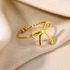 Stainless Steel Bow Rings For Women Men Gold Color Open Adjustable Bowknot Ring Femme Cpuple Charming Elegant Jewelry