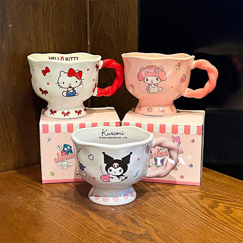 Высокая кружка Sanrio керамическая чашка для воды домашняя для питья офисная чашка высокая ценность милая кофейная чашка женщина