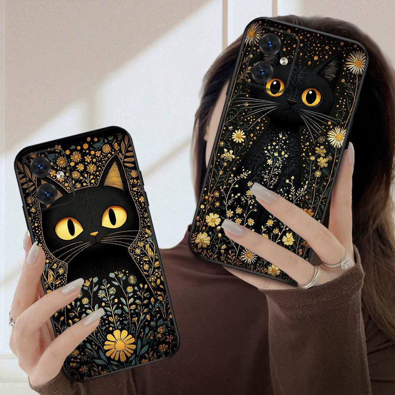 Flower Cat Black For Moto Edge 40 50 Neo 5G E 14 15 G04 G05 4G G24 G34 G35 G54 POWER G55 G75 G84 85 silicone soft phone case