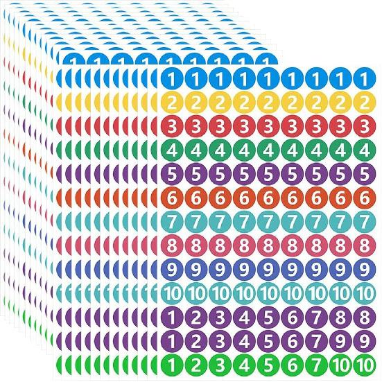 RIVEENY 24 Sheets 1 to 10 Consecutive Number Stickers - Self Adhesive Vinyl Decals for Indoor and Outdoor Waterproof Labels - Inventory
