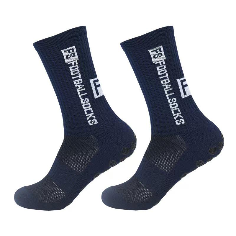 Solid Color Non-Slip Football Socks - Unisex, Shock-Absorbing, Mid-Calf, Breathable, Wear-Resistant Sports Socks with Towel Bottom Grip.