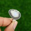 925 Sterling Silver Crown Chakra Rainbow Moonstone Stone Statement Sister Ring