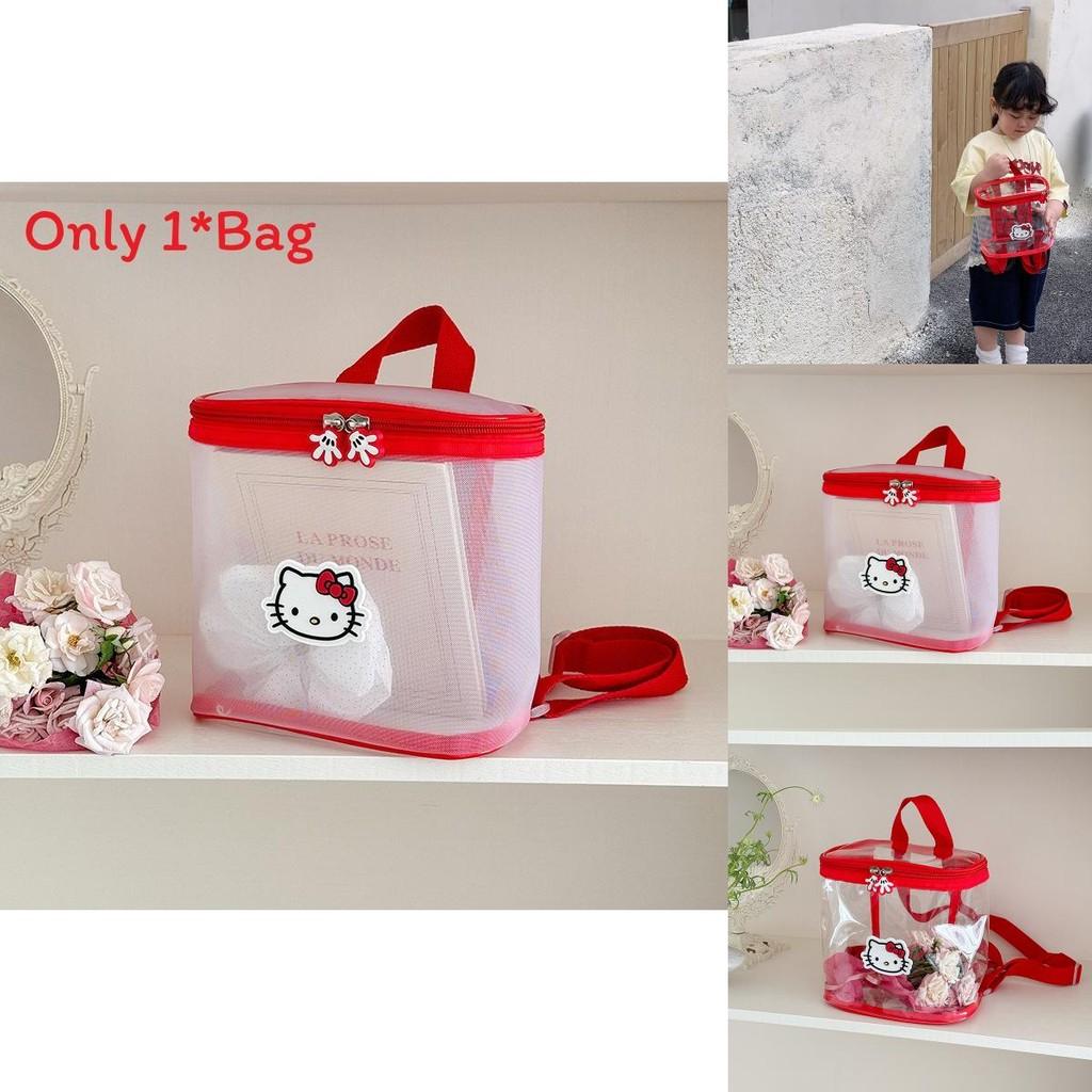 Прозрачный детский рюкзак с рисунком кошки Hello Kitty, из дышащего полиуретана, для детей детского сада