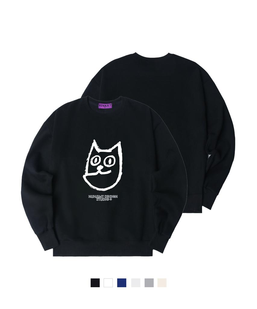 NUHABIT N/H Smile Cat Oversized Fleece-Lined Sweatshirt (Som4-4Nh1301)