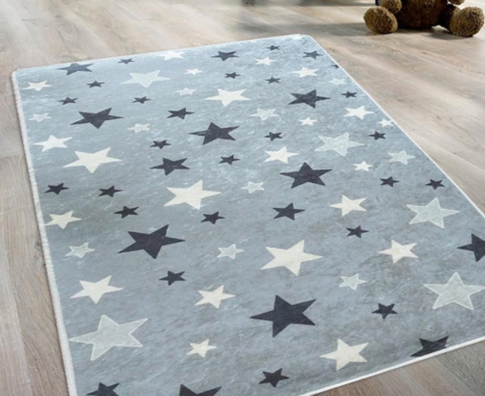 Children's Bedroom Rug 100x150 Cm Polyester Star Grey