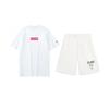 Li-Ning Fashionable Simple Versatile Round Neck Pullover Short Sleeve T-Shirt Casual Sports Set Unisex Tops White YHST173-2+AKST593-7