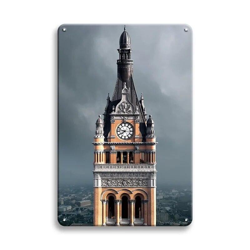 Beautiful City Landmarks Retro Posters Paris Dubai Building View Metal Tin Sign Living Room Bedroom Home Decorative Art Painting