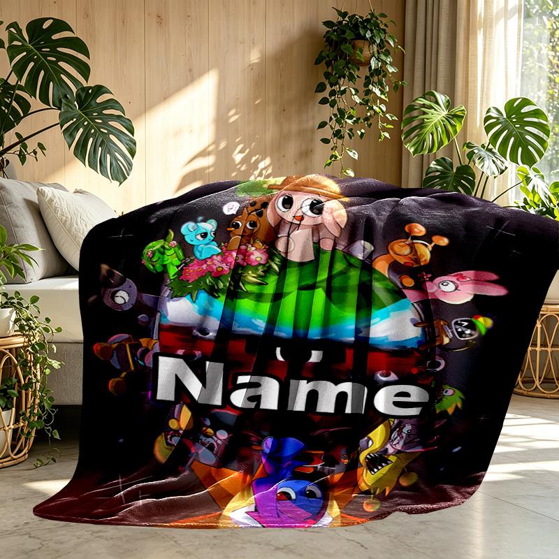 Custom Name Personalized Sprunki Game Print Blanket, Home Decor, Bedroom, Sofa, Camping, Couch, Gifts for Birthday Christmas