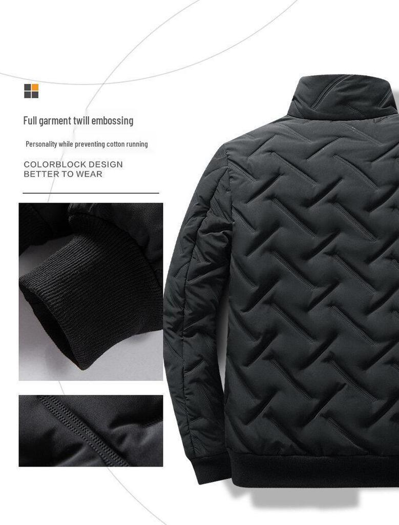 Мужская осенне-зимняя хлопковая куртка в корейском стиле с легким пухом и воротником-стойкой