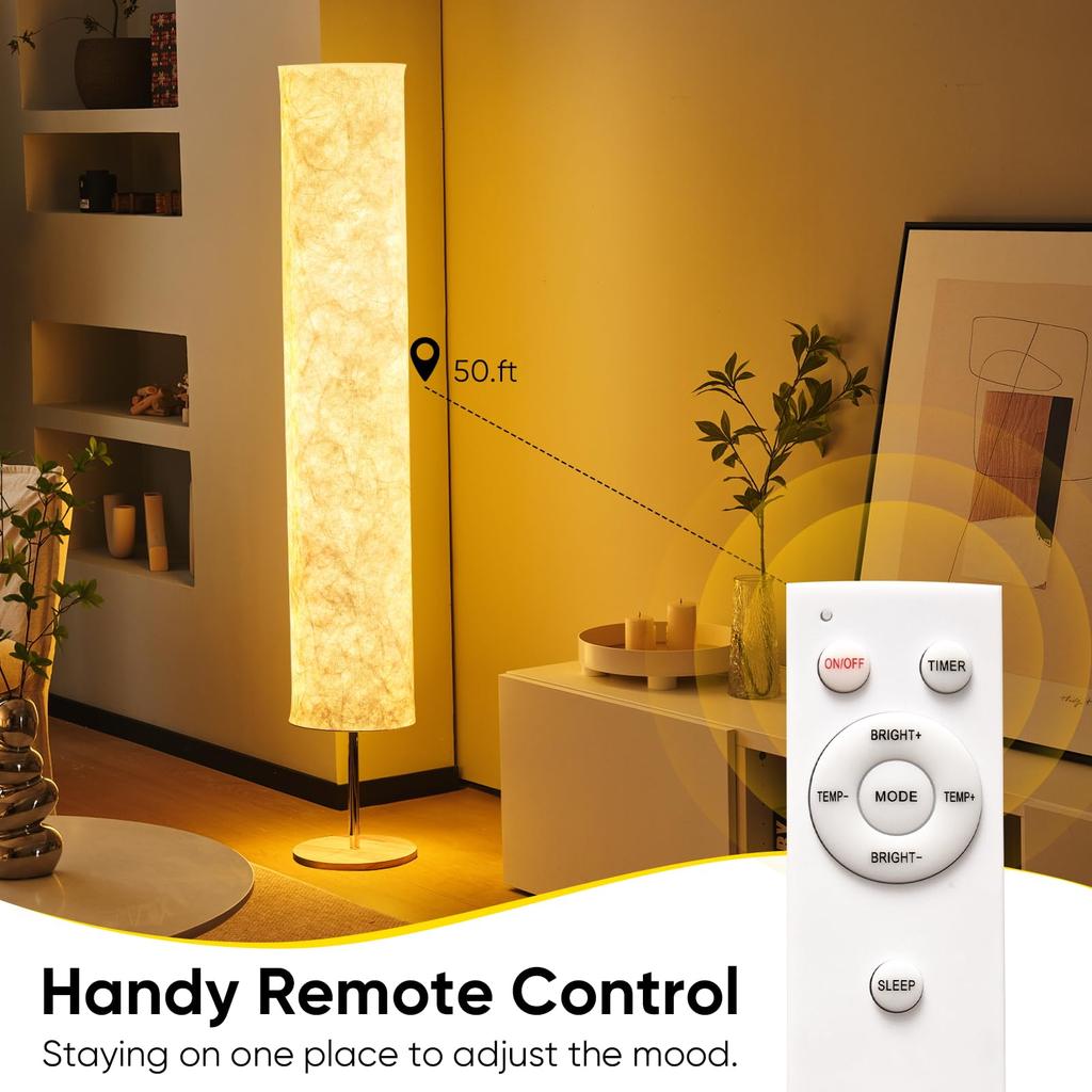 60-дюймовый простой дизайн, современный 3-цветный светодиодный светильник с дистанционным управлением и тканью Tyvek, регулируемый для гостиной, спальни, игровой, мягкий свет, напольный светильник