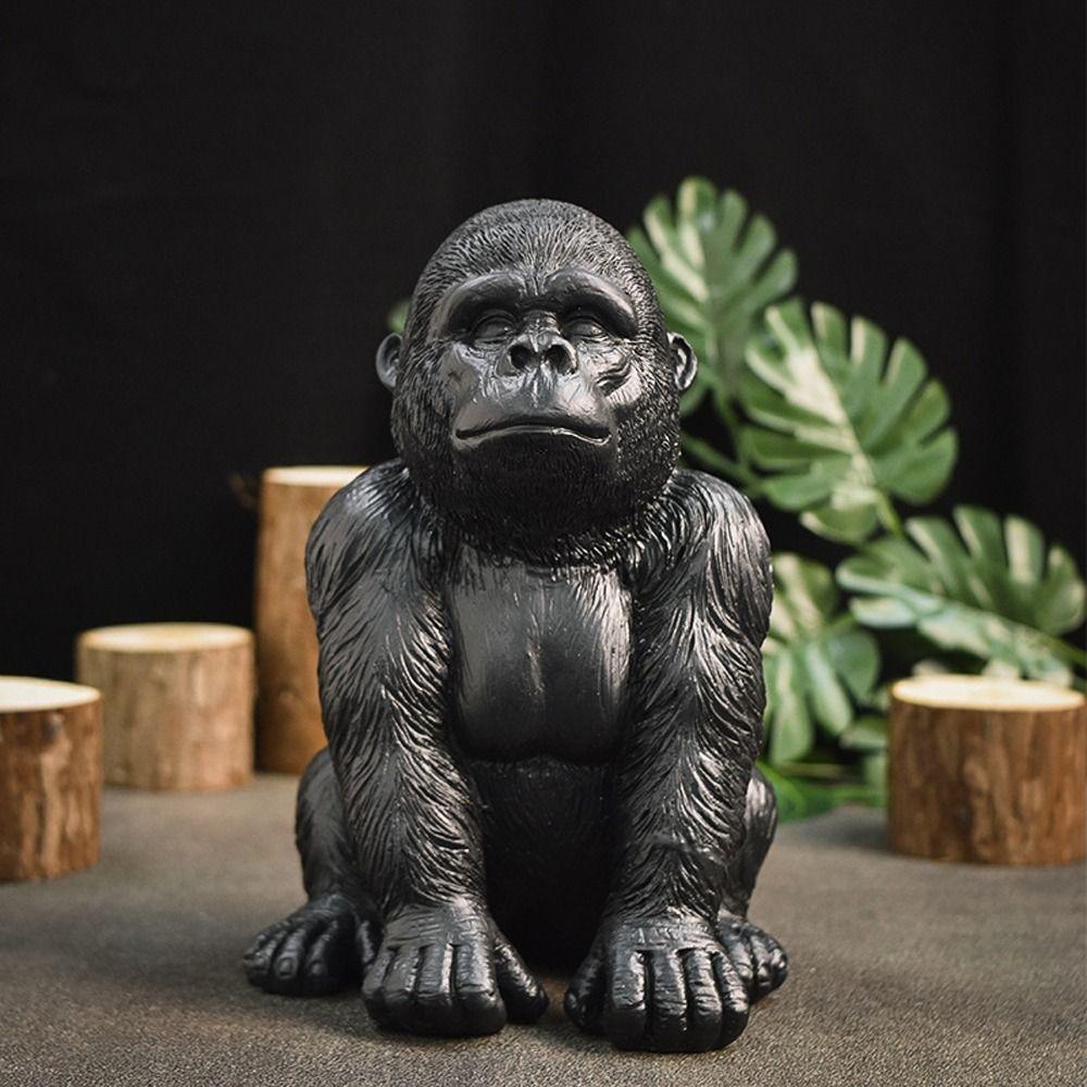 Черное золото горилла настольное украшение ручной работы фигурка животного смешная горилла статуэтка Кинг-Конга детский подарок