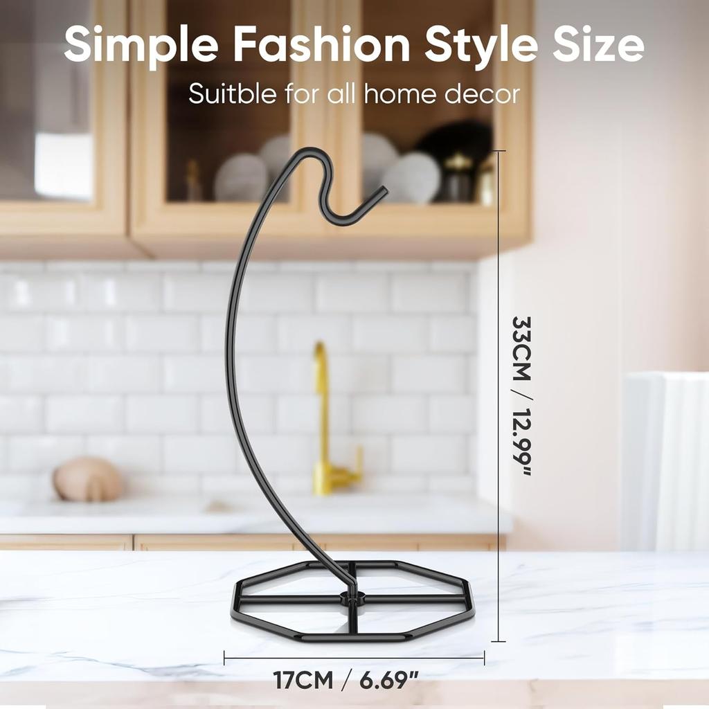 2 Pack Banana Hanger, Banana Tree Holder Metal, Banana Stand Holder, Holds Up to 15LB Banana or Grape, Banana Rack for Kitchen Counter, Black