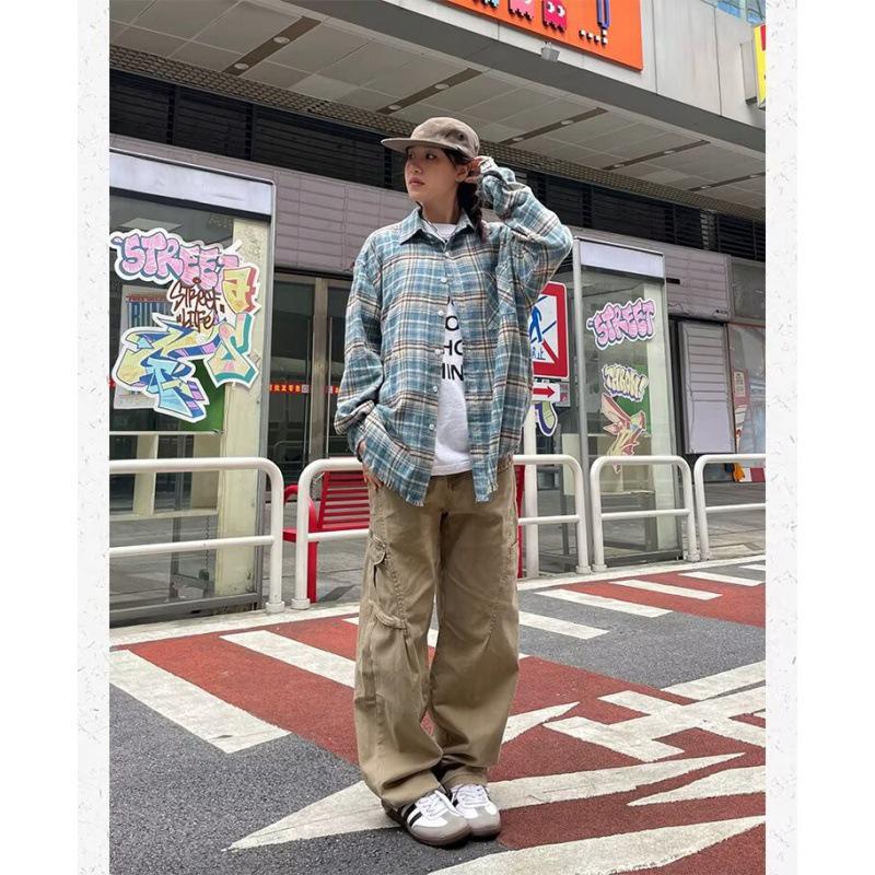 Мужская рубашка-рубашка с длинным рукавом в стиле ретро в американском стиле 2024 года на осень