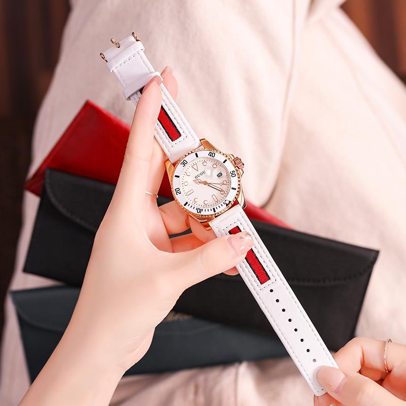 Watch Women's Belt Ribbon Fashion Trend Large Dial Women's Watch Casual Student Waterproof Calendar
