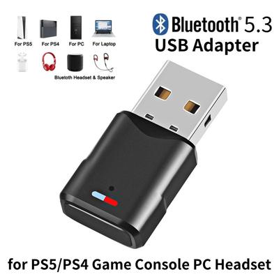Аудиоадаптер Bluetooth Беспроводной адаптер для наушников Приемник 2 в 1 USB Bluetooth 5.3 Dongle Adaptador для PS5/PS4 ПК Клавиатура Мышь Динамик Гарнитура