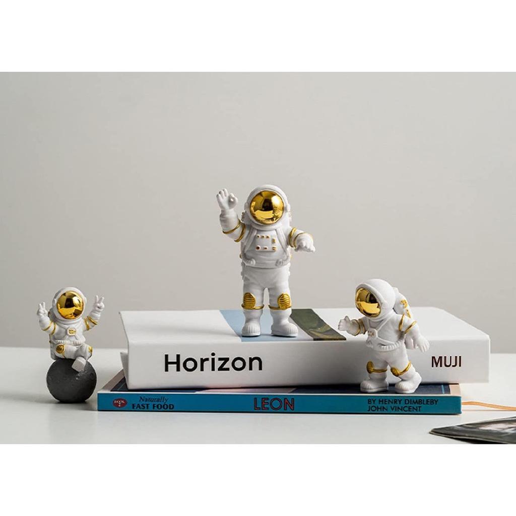 Polyvinyl Chloride 3Pcs Astronaut Action Figurine Home Decor Astronaut Statue Study Office Desk Decor Showpiece Gift Decoration Accessories