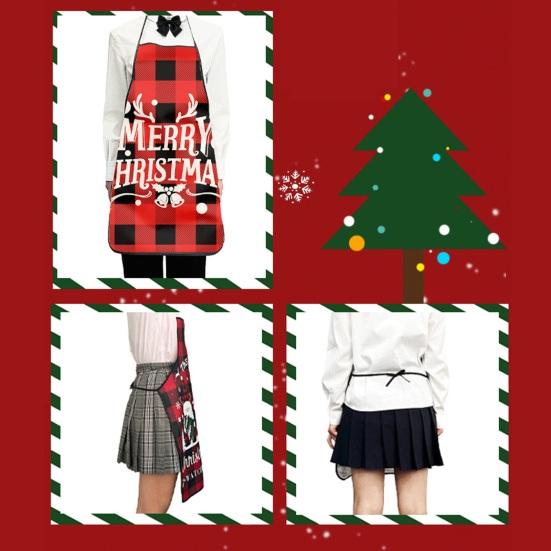 Рождественский фартук Праздничный фартук с принтом для готовки и сервировки Регулируемая шейная лямка Кухонный фартук для готовки, садоводства, официанта