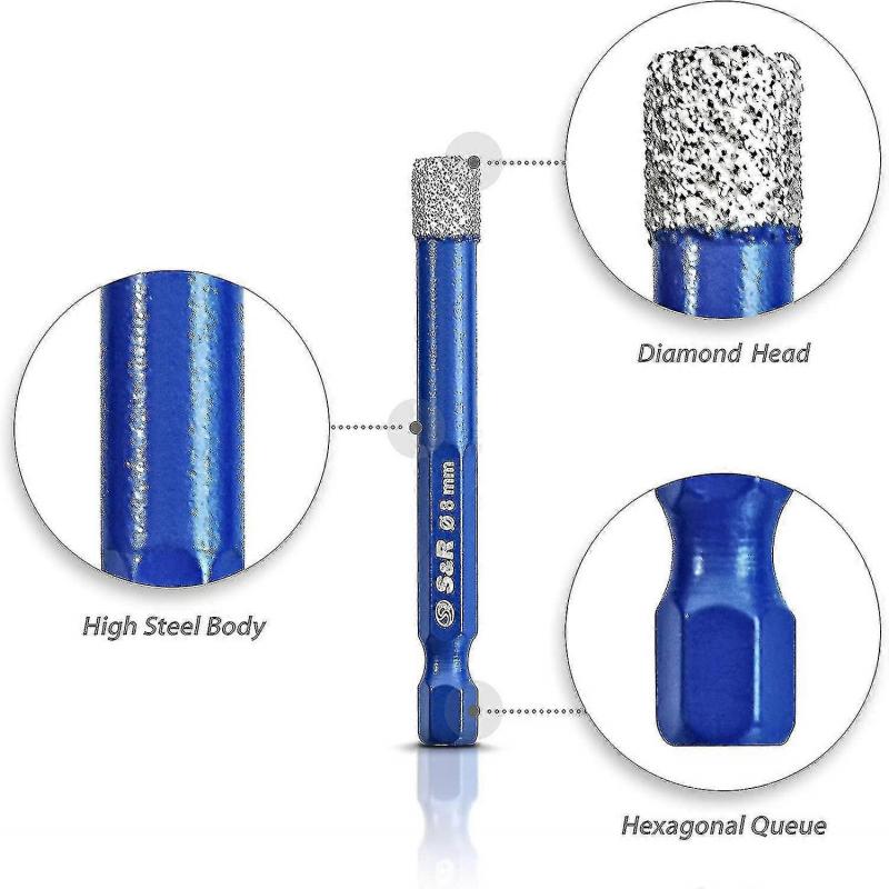 4pcs Diamond Drill Bits Set for Ceramic Tiles Porcelain Glass Stone 5mm 6mm 8mm 10mm