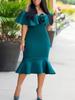 Green Bodycon Dresses Off Shoulder Ruffles Event Celebrate Ladies Package Hips Summer African Gowns for Women Event Party