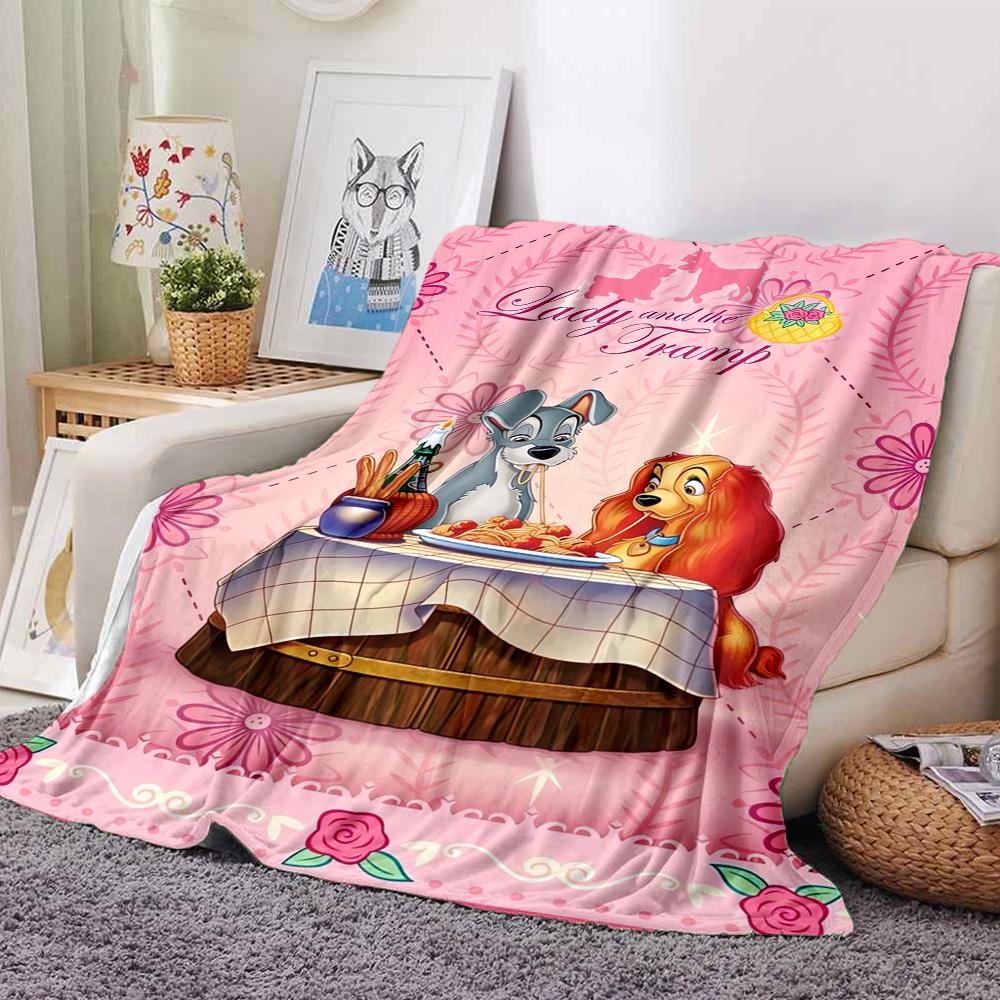 Lady Tramp Romance Flannel Blanket Super Soft Warm Cozy Blanket For Sofa Bed Office Travel Allseason Home Decor Gift