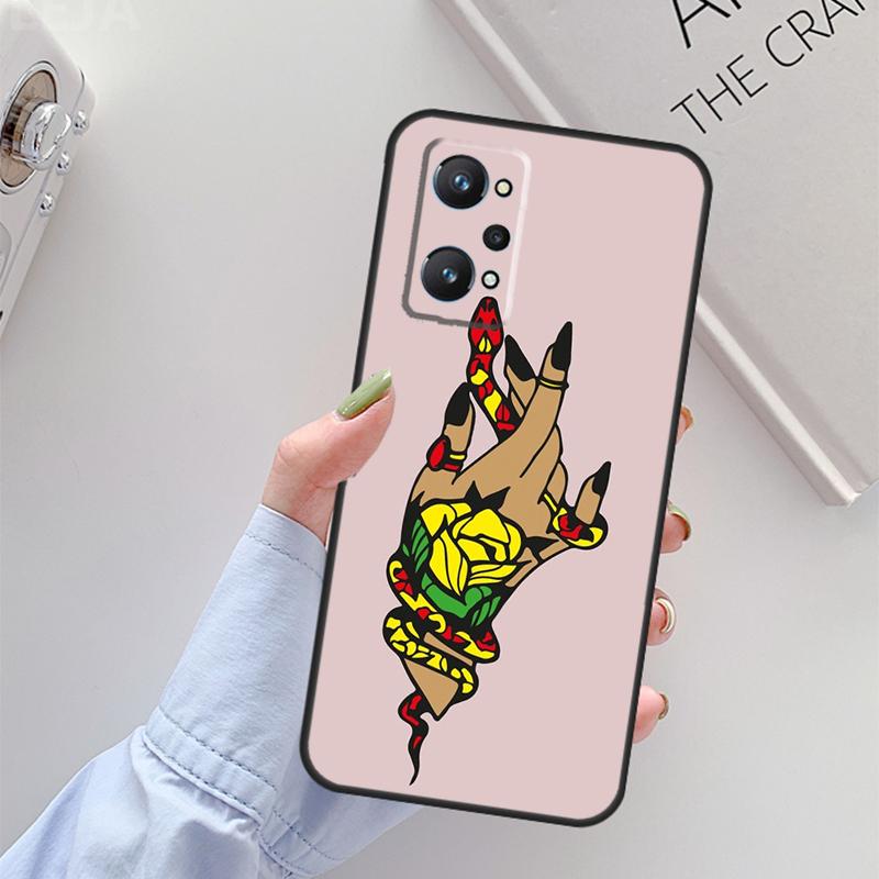 Hand Snake Flower For Realme GT 7 Pro GT 6T 6 5 C67 C61 C55 C53 C51 C21Y C25S C75 10 11 12 13 14 Pro Plus Case