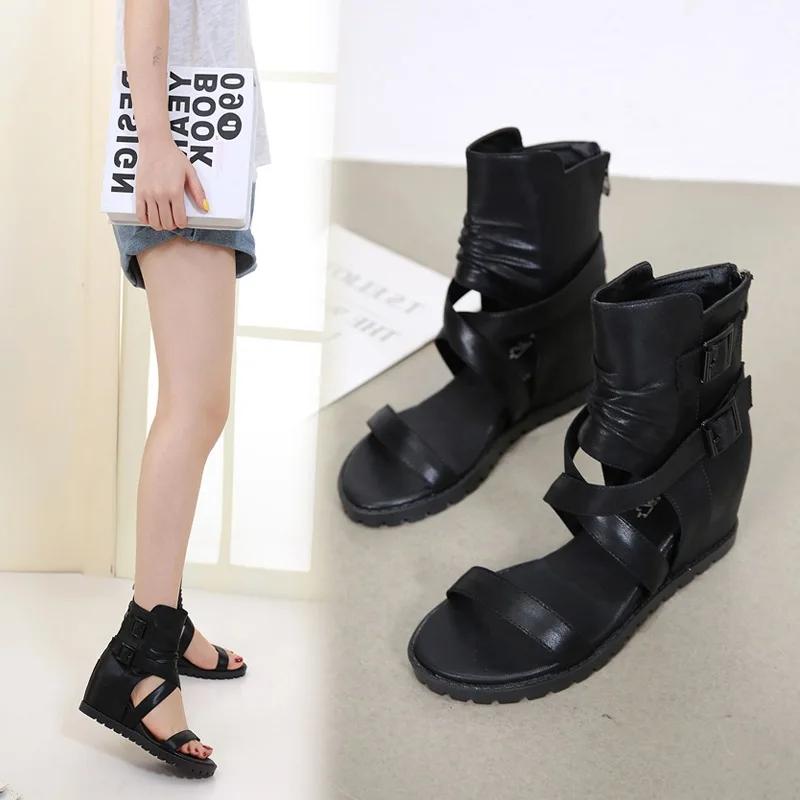 Fashion Women's Casual Sandals with Retro Design Wedge Heels Buckle Straps and Soft Sole for Everyday Wear