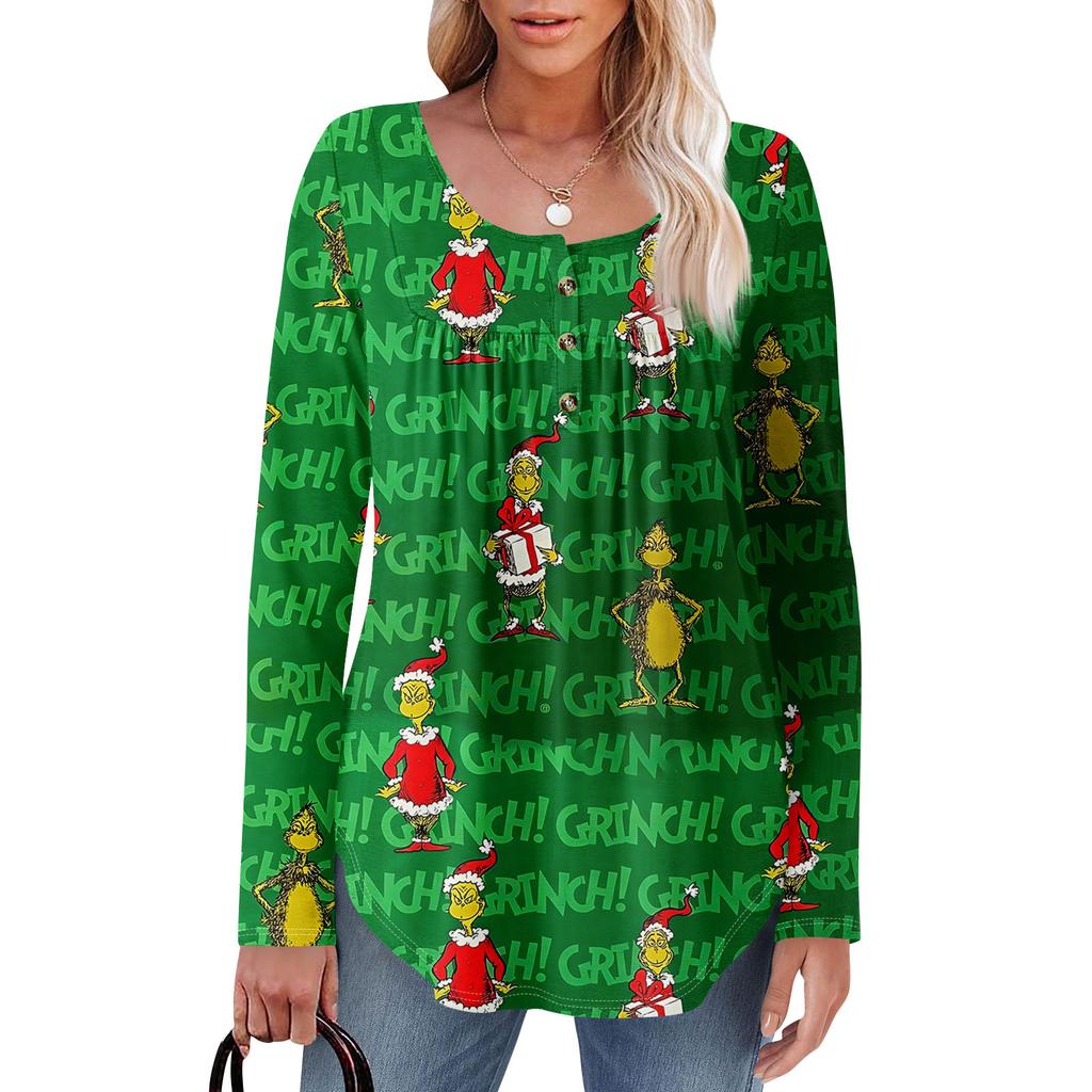 Women's Long Sleeve Tunic Loose Tops Casual Oversized Tops Pleated Tunic Button Down Casual Women's Print Tops