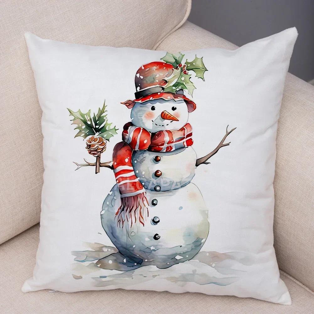 1 наволочка для украшения рождественской вечеринки с принтом зимнего снеговика, набор подушек для украшения комнаты, подарок на Рождество