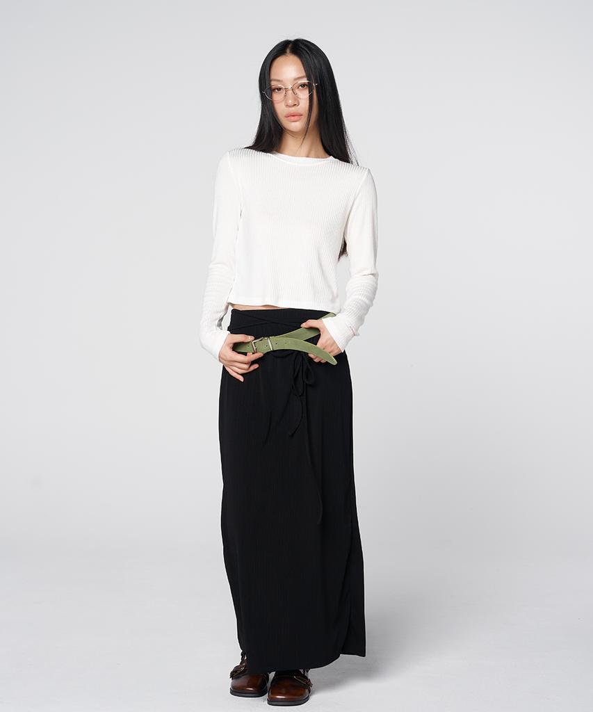 320 Showroom Belt Detail Long Skirt Black